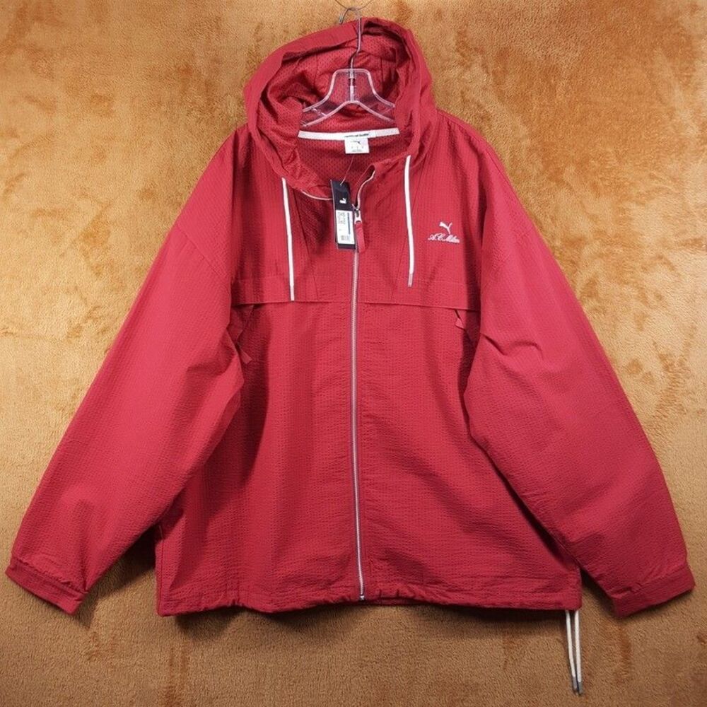 PUMA Jacket Mens XL Red Zip Up Windbreaker AC Milan MMQ Football Soccer Cricket